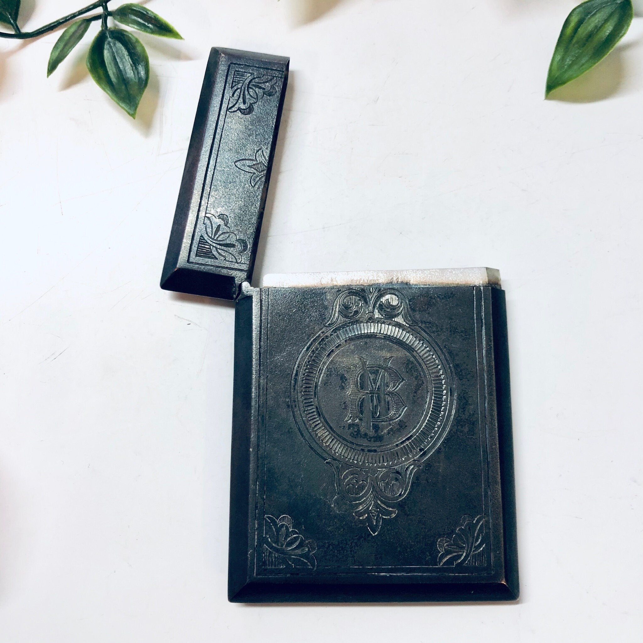 Vintage Case, Sterling Silver Case, Monogrammed Case, Business Card Holder, Rolled Cigarette Holder, Cigarette Case, Initialed Case, Silver