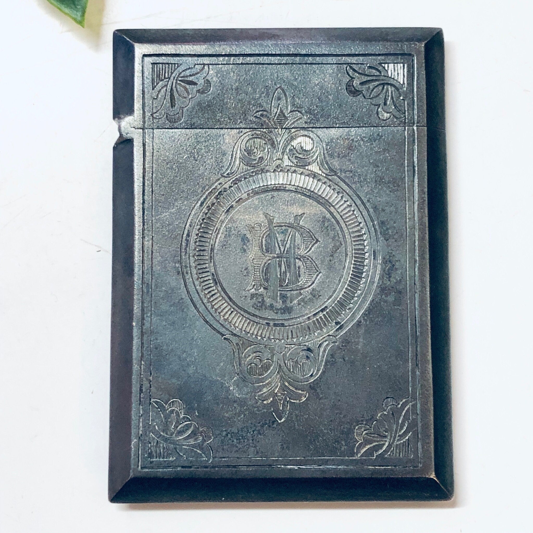 Vintage Case, Sterling Silver Case, Monogrammed Case, Business Card Holder, Rolled Cigarette Holder, Cigarette Case, Initialed Case, Silver