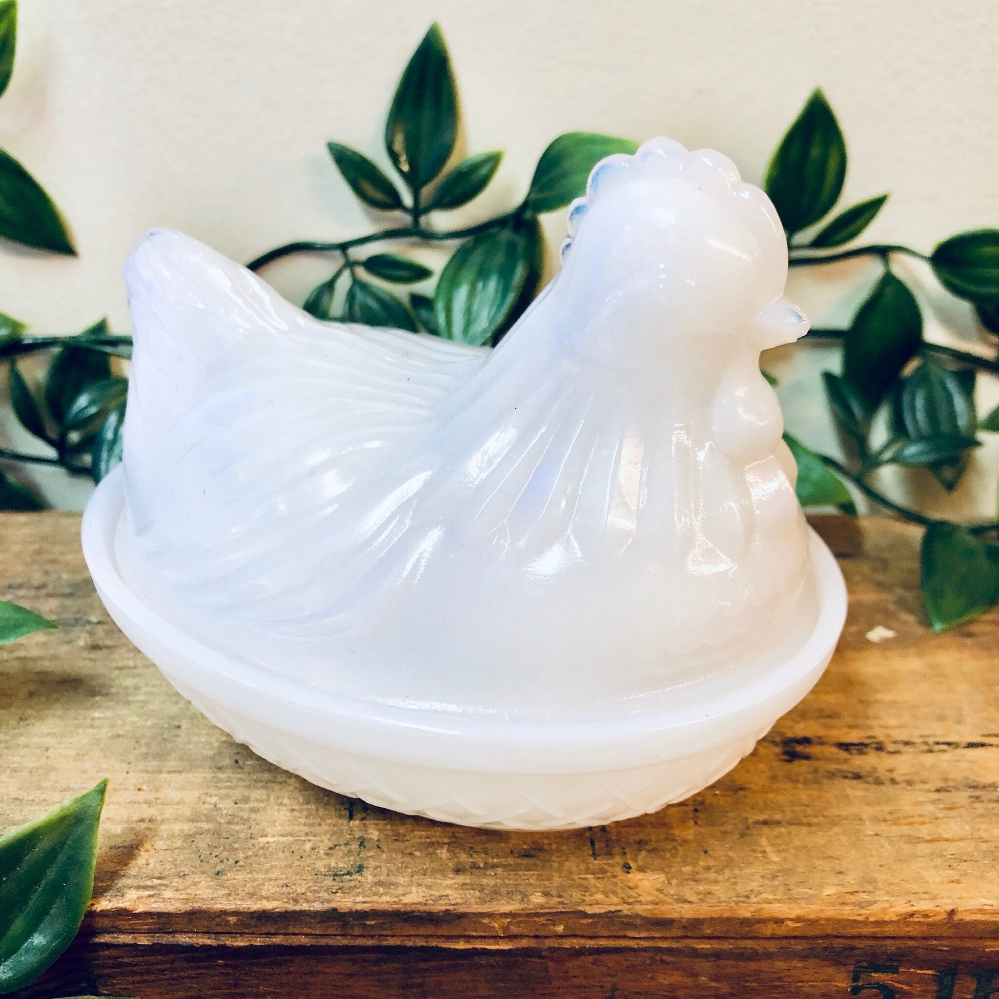 Milk Glass Rooster Container, Vintage Milk Glass, Lidded Container, Catch All Dish, Jewelry Dish, Ring Dish, Chicken, Rooster Decor, White