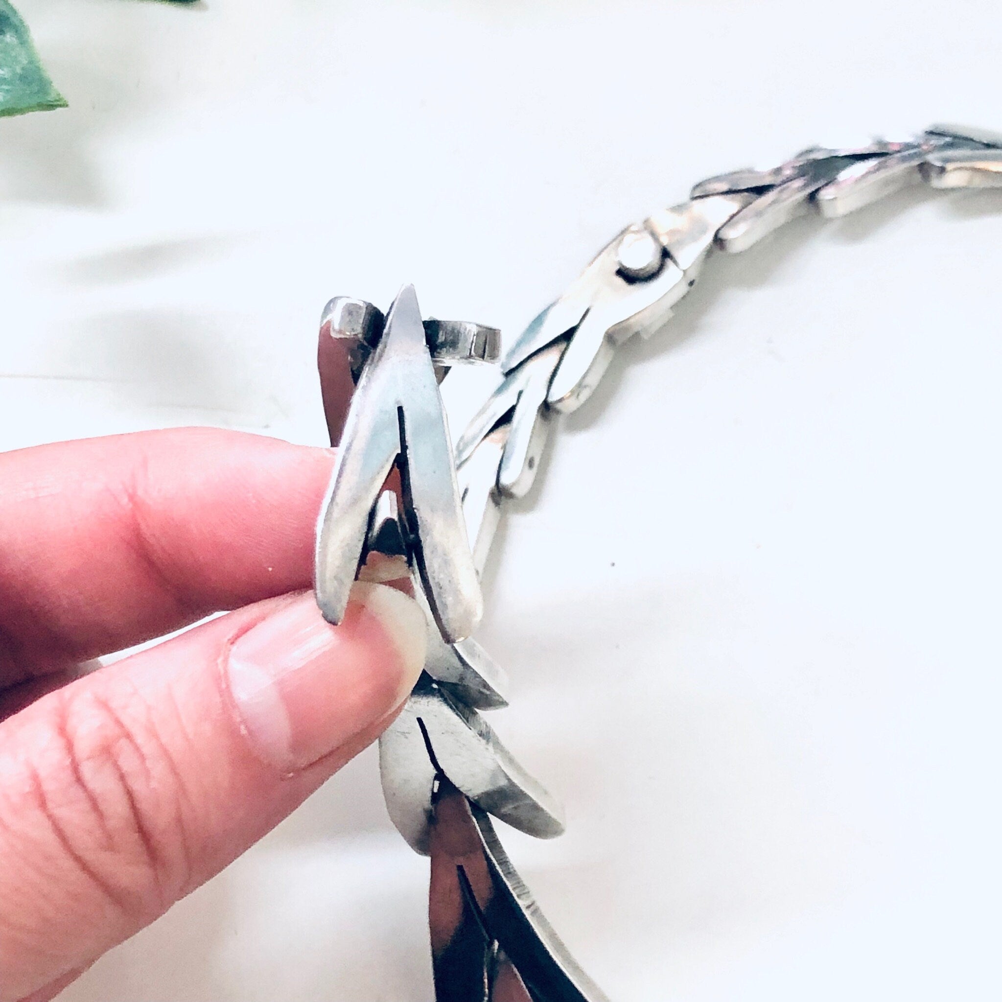 Vintage Silver Necklace, Silver Choker, Vintage Jewelry, Link Necklace, V Shape Necklace, Heavy Necklace, Solid Silver, Unique Jewelry, 925
