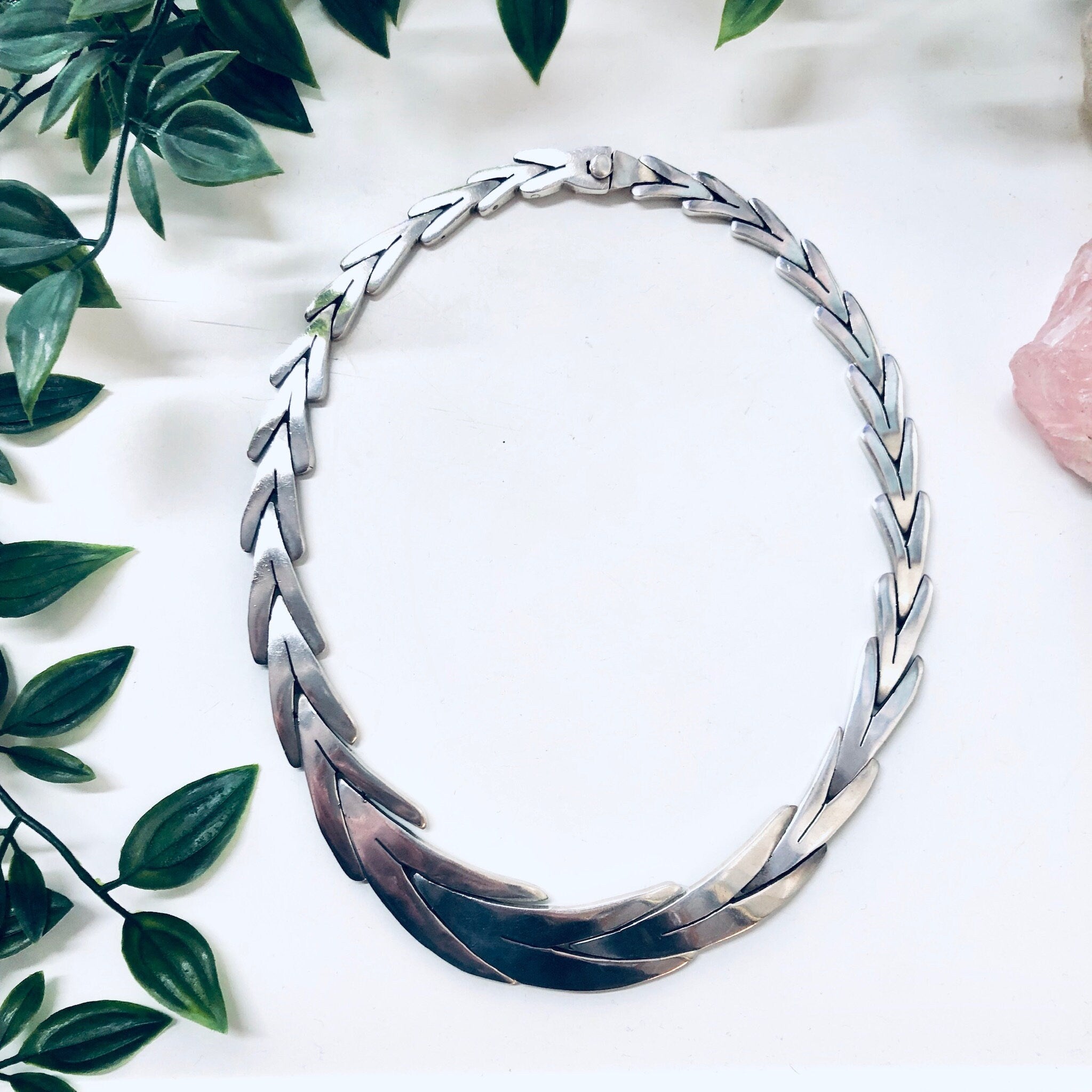 Vintage Silver Necklace, Silver Choker, Vintage Jewelry, Link Necklace, V Shape Necklace, Heavy Necklace, Solid Silver, Unique Jewelry, 925