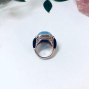 Vintage Cocktail Ring, Purple and Black Ring, Vintage Jewelry, Sterling Silver Ring, Light Purple Stone, Light Blue, Filagree Ring, Unique