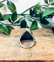 Vintage Silver Ring with Turquoise Stone, Teardrop Shaped Ring, Ornate Jewelry, Vintage Jewelry, Blue, Turquoise, Valentines Day Gift, 925