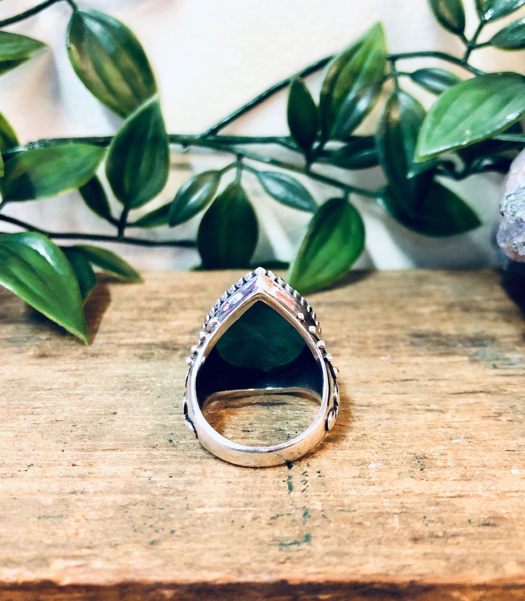 Vintage Silver Ring with Turquoise Stone, Teardrop Shaped Ring, Ornate Jewelry, Vintage Jewelry, Blue, Turquoise, Valentines Day Gift, 925