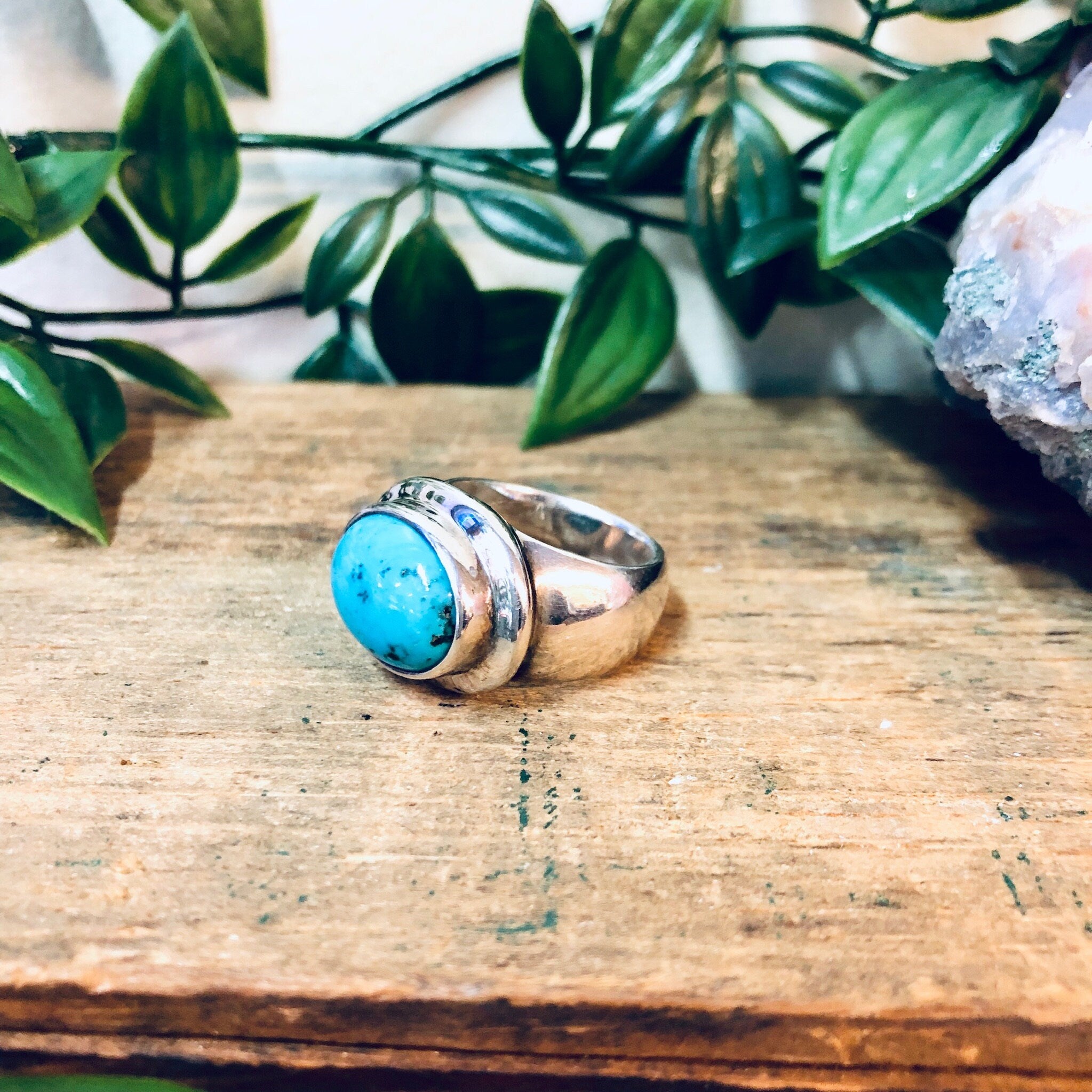 Vintage Espo Sig Ring, Joseph Esposito Jewelry, Vintage Turquoise Ring, Vintage Jewelry, Valentines Day Gift, Minimalist Ring, Boho Style