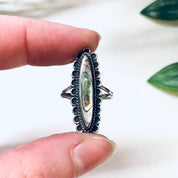 Vintage Silver Ring, Abalone Ring, Vintage Jewelry, Small Ring, Skinny Band Ring, Shell Ring, Shell Jewelry, Valentines Day Gift, 925