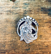 Vintage Silver Pendant, Witch Pendant, Sterling Silver, Vintage Jewelry, Goth Jewelry, Gothic Style, Moon Jewelry, Moon Phase Pendant