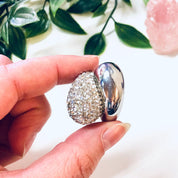 Vintage Statement Ring, Large Ring, Flashy Jewelry, Sparkly Ring, Swirl Ring, Fake Diamonds, Faux Diamonds, Cocktail Ring, Holiday Gift Idea