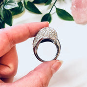 Vintage Statement Ring, Large Ring, Flashy Jewelry, Sparkly Ring, Swirl Ring, Fake Diamonds, Faux Diamonds, Cocktail Ring, Holiday Gift Idea