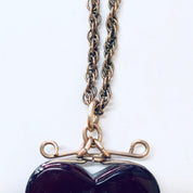 Vintage Necklace, Gold Chain, Heart Necklace, Monogrammed Pendant, Pendant Necklace, Vintage Jewelry, Gold Filled Chain, B, Monogram B, Red