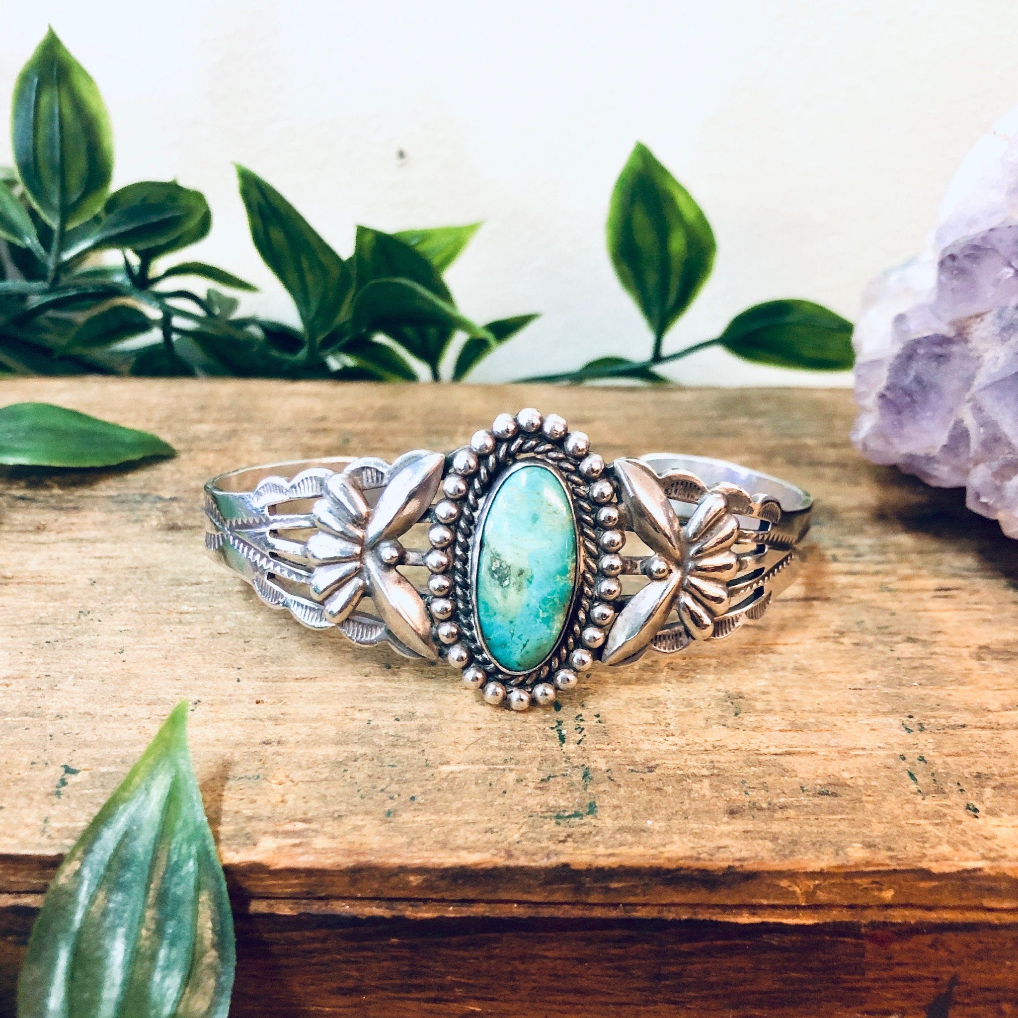 Vintage Turquoise Cuff, Vintage Silver Cuff, Silver Bracelet, Turquoise Stone, Stamped Silver, Vintage Jewelry, Valentines Day Gift, Blue