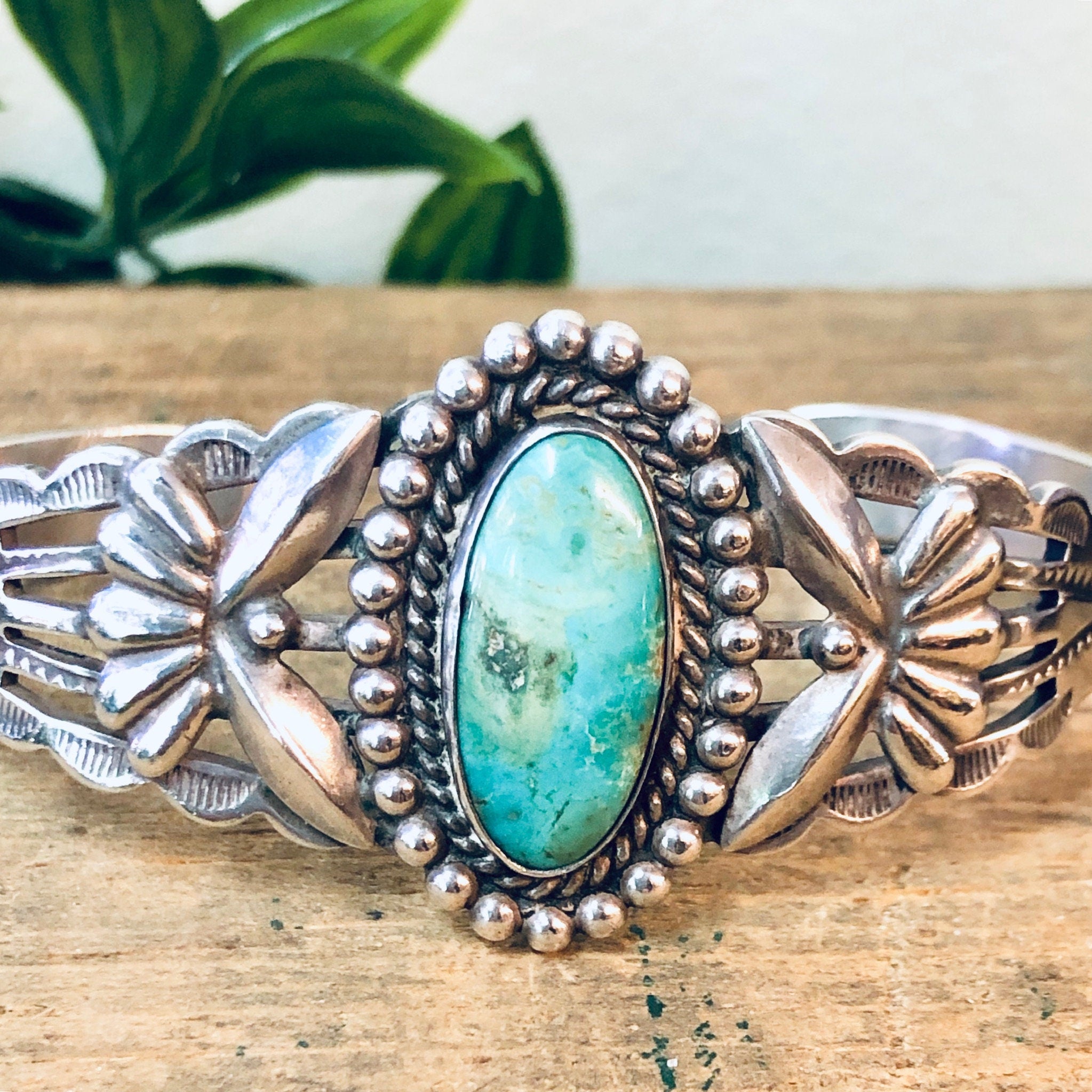Vintage Turquoise Cuff, Vintage Silver Cuff, Silver Bracelet, Turquoise Stone, Stamped Silver, Vintage Jewelry, Valentines Day Gift, Blue