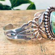 Vintage Turquoise Cuff, Vintage Silver Cuff, Silver Bracelet, Turquoise Stone, Stamped Silver, Vintage Jewelry, Valentines Day Gift, Blue