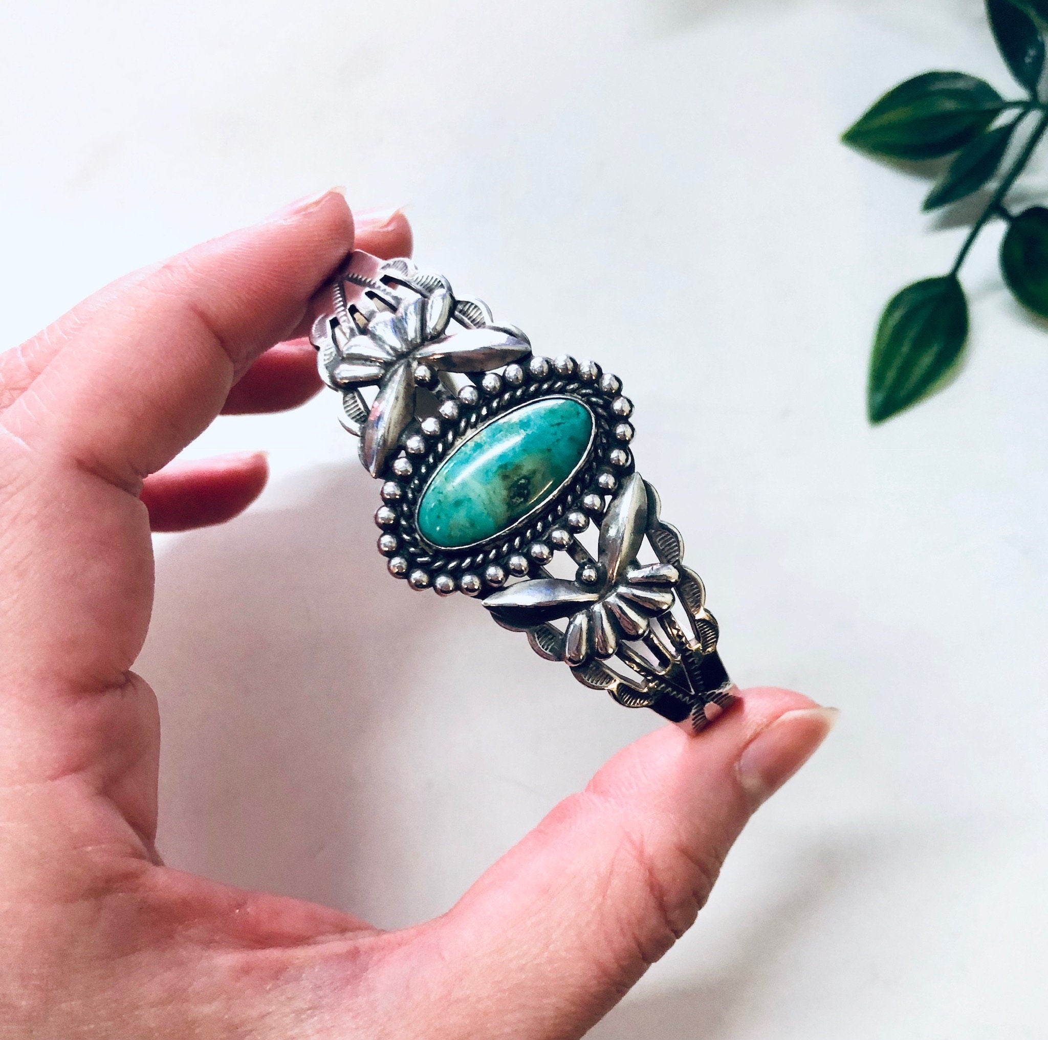 Vintage Turquoise Cuff, Vintage Silver Cuff, Silver Bracelet, Turquoise Stone, Stamped Silver, Vintage Jewelry, Valentines Day Gift, Blue