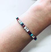 Vintage Silver Cuff, Vintage Bracelet, Silver Bracelet, Valentines Day Gift, Boho Style Jewelry, Turquoise, Onyx, Mother of Pearl, Coral,