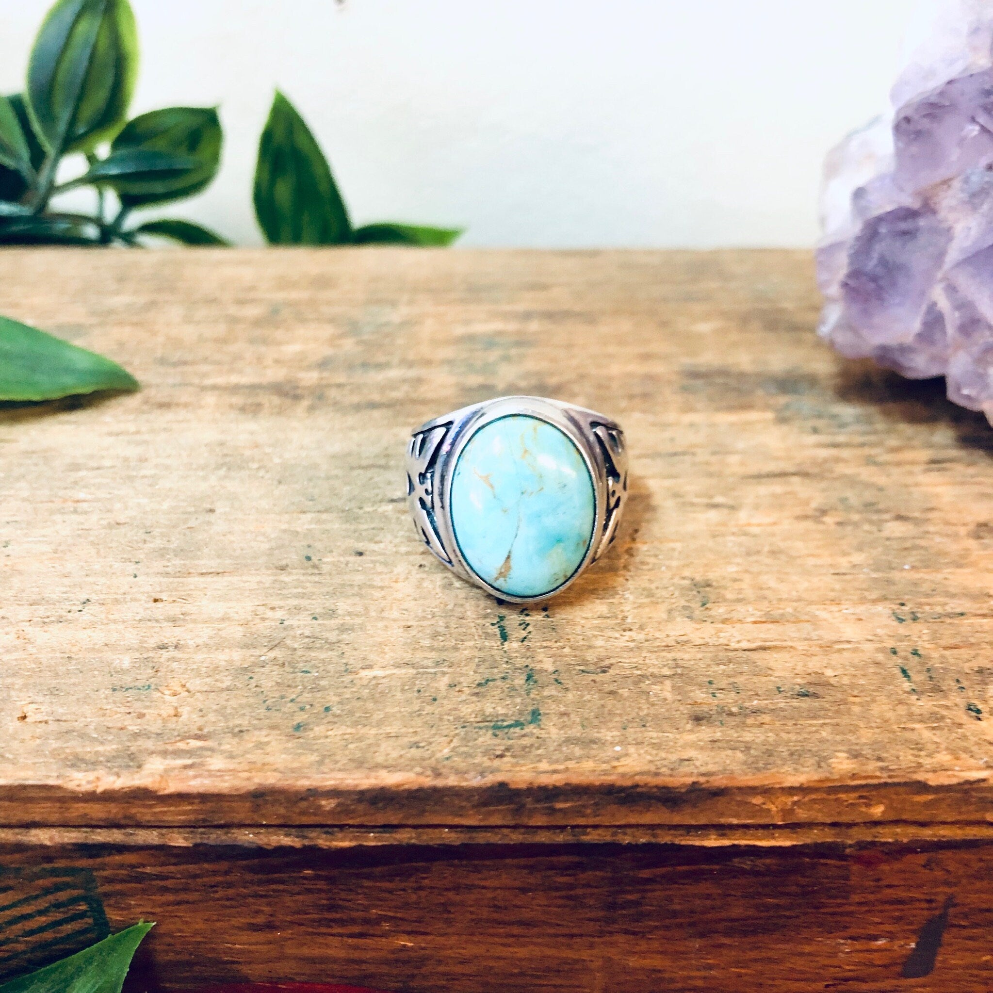 Vintage Turquoise Ring, Vintage Silver Ring, Vintage Jewelry, Turquoise Jewelry, Statement Ring, Bird Ring, Valentines Day Gift, Blue Ring