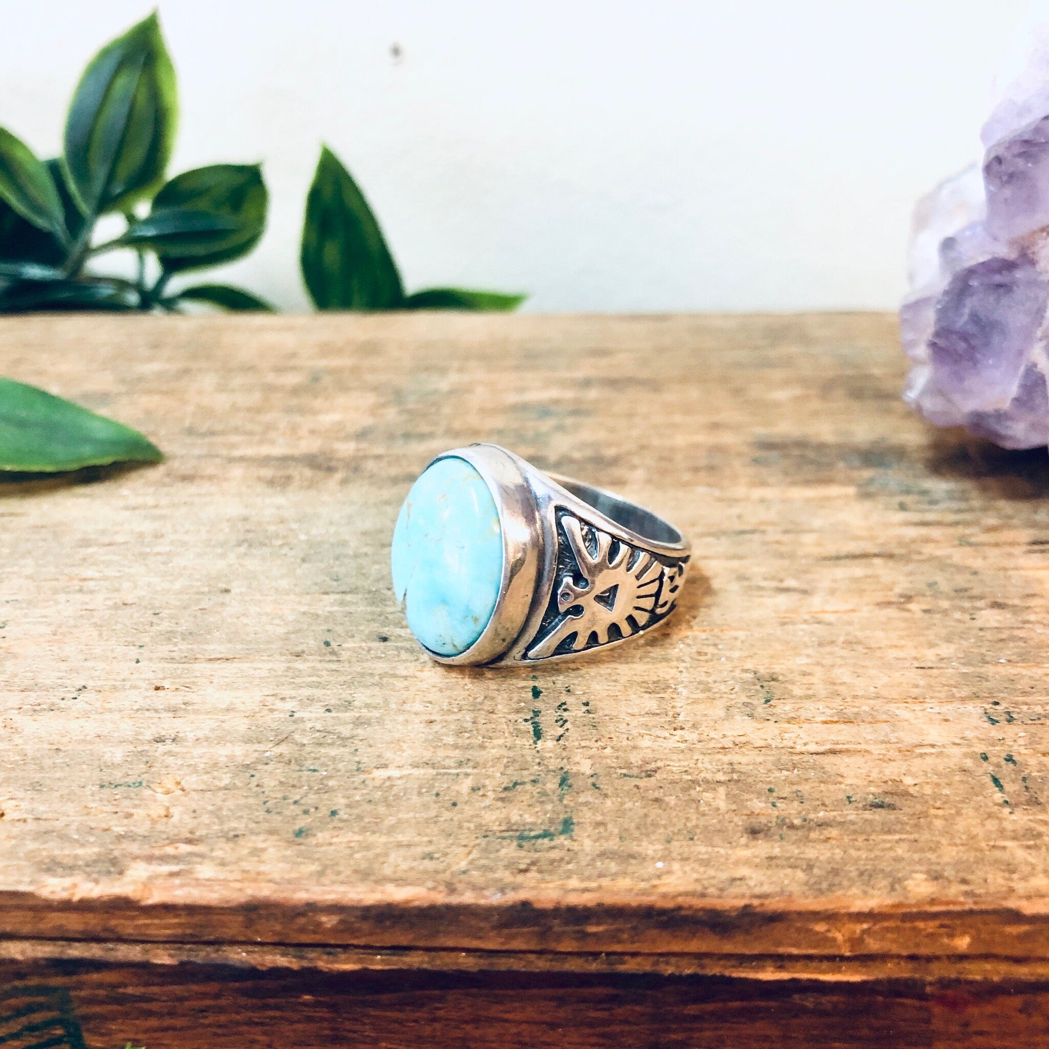 Vintage Turquoise Ring, Vintage Silver Ring, Vintage Jewelry, Turquoise Jewelry, Statement Ring, Bird Ring, Valentines Day Gift, Blue Ring