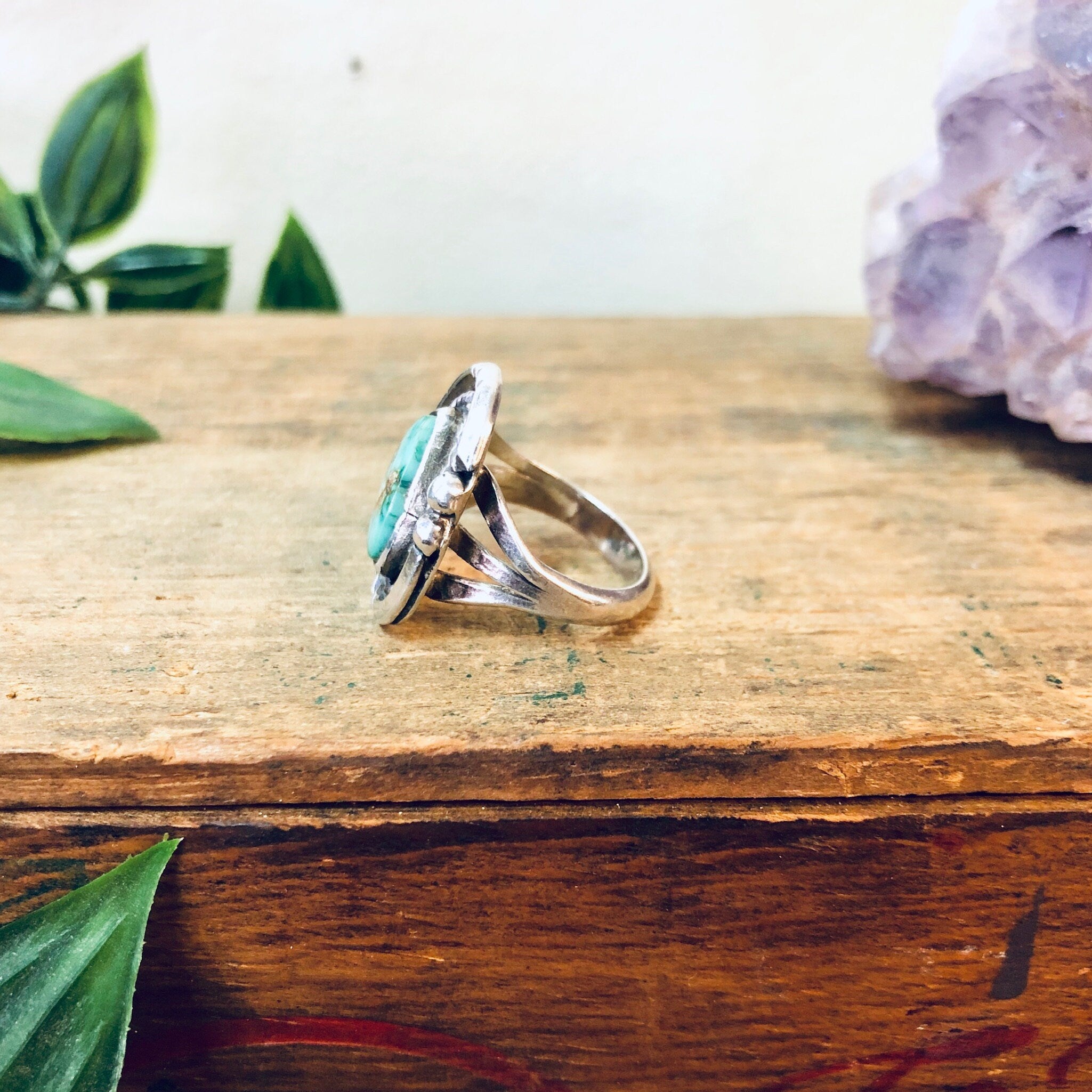 Vintage Turquoise Ring, Vintage Silver Ring, Vintage Jewelry, Green Turquoise, Southwestern Ring, Boho Jewelry, Bohemian Style, 925, Green