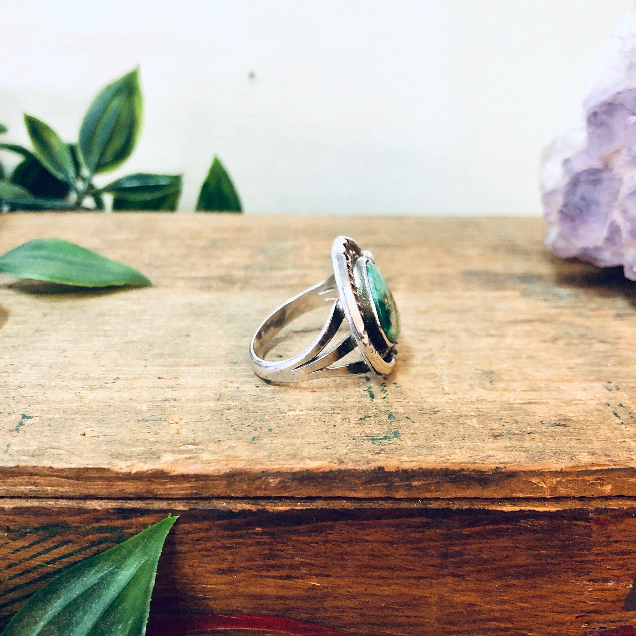 Vintage Turquoise Ring, Vintage Silver Ring, Vintage Jewelry, Green Turquoise, Southwestern Ring, Boho Jewelry, Bohemian Style, 925, Green