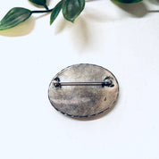 Vintage Brooch, Silver Brooch, Vintage Jewelry, Vintage Pin, Green Stone, Green and Black, Swirl Stone, Valentines Day Gift, Unique Jewelry