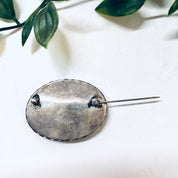 Vintage Brooch, Silver Brooch, Vintage Jewelry, Vintage Pin, Green Stone, Green and Black, Swirl Stone, Valentines Day Gift, Unique Jewelry
