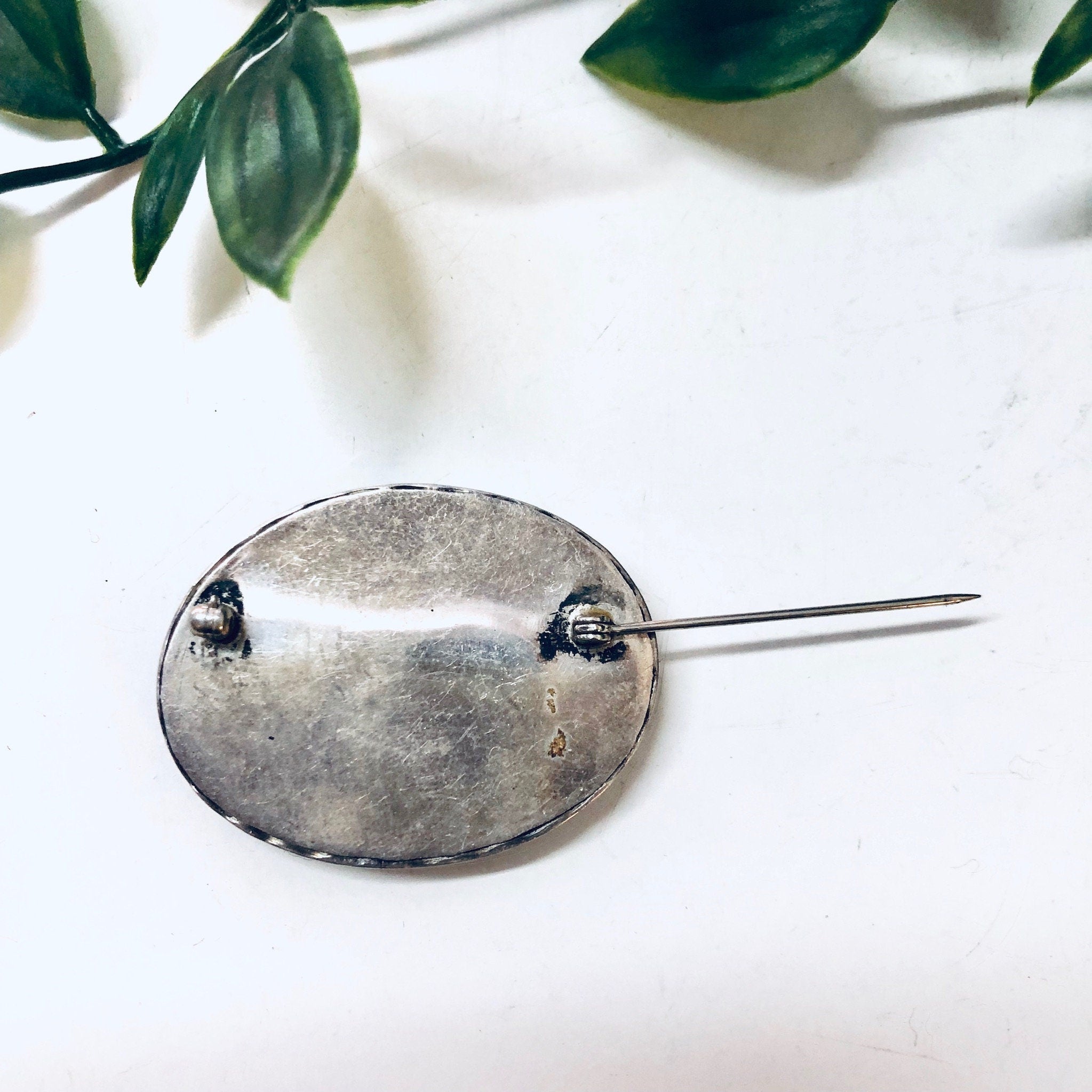 Vintage Brooch, Silver Brooch, Vintage Jewelry, Vintage Pin, Green Stone, Green and Black, Swirl Stone, Valentines Day Gift, Unique Jewelry