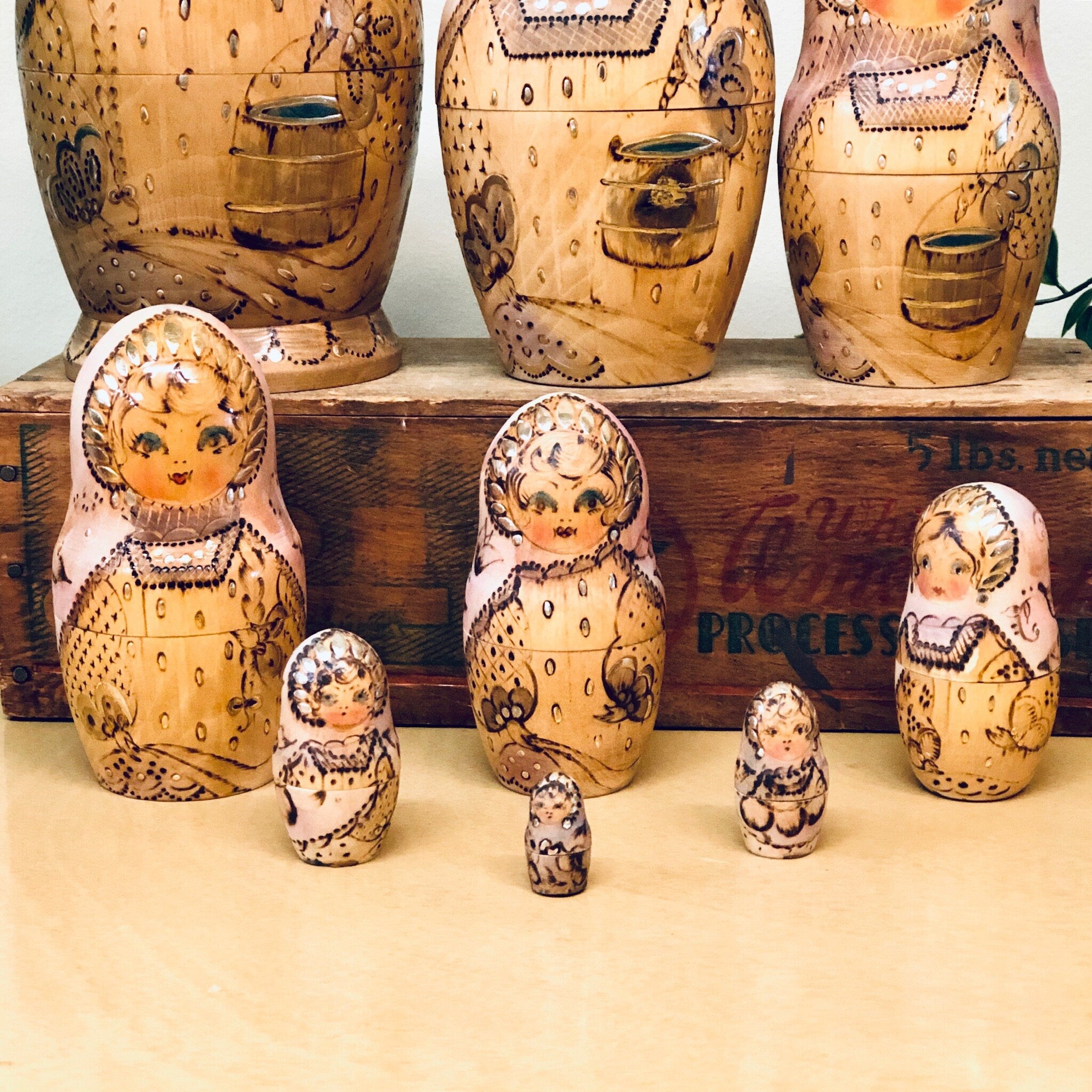Russian Nesting Dolls, Set of 9 Nesting Dolls, Matryoshka Dolls, Signed Nesting Dolls, Hand Painted Doll, Vintage Toy, Collectible Toy