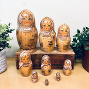 Russian Nesting Dolls, Set of 9 Nesting Dolls, Matryoshka Dolls, Signed Nesting Dolls, Hand Painted Doll, Vintage Toy, Collectible Toy