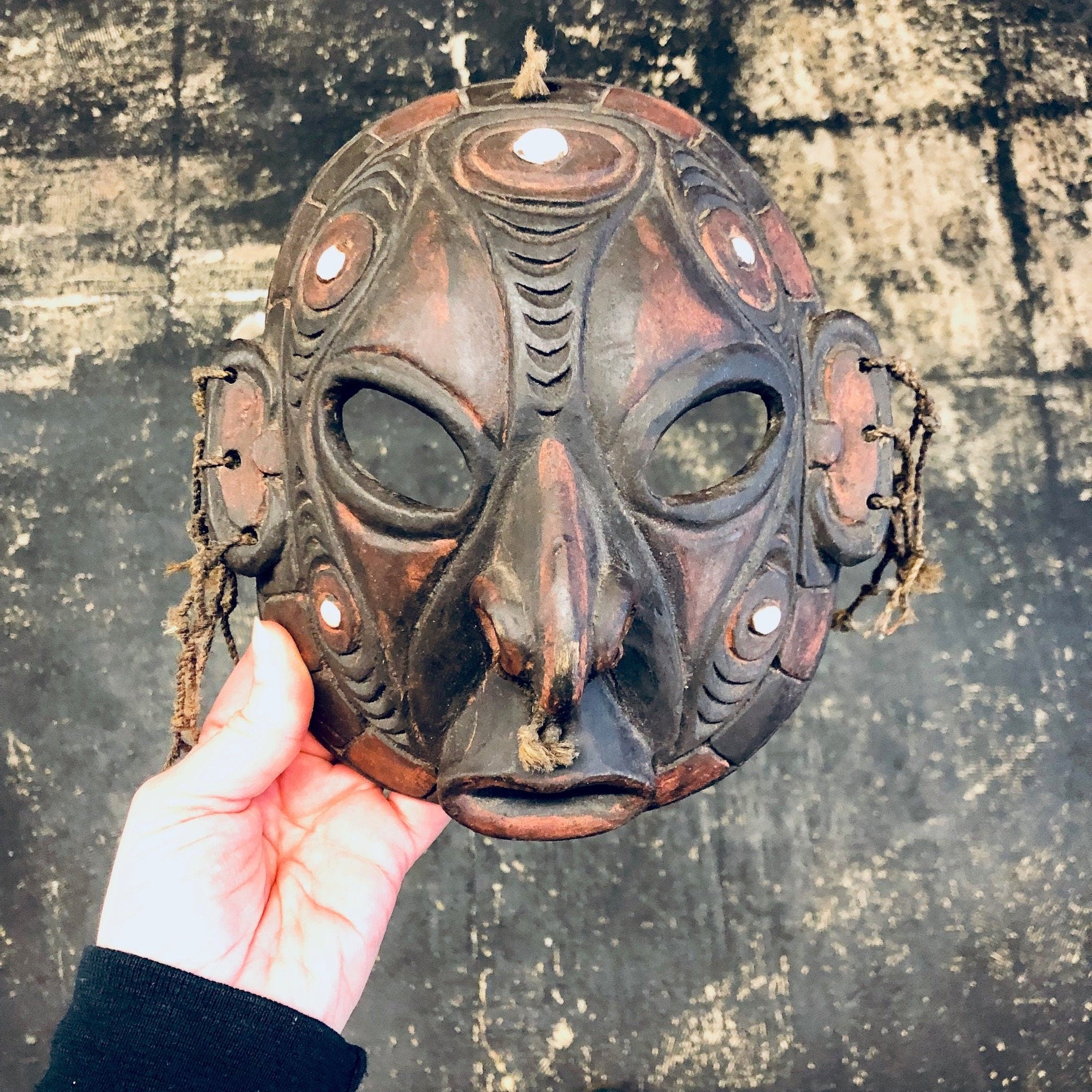Wood Carved Mask, Wall Hanging, Vintage Home Decor, Wall Art, Wooden Mask, Hand Carved Wood, Tribal Decor, Unique Home Decor, Cut Out Mask
