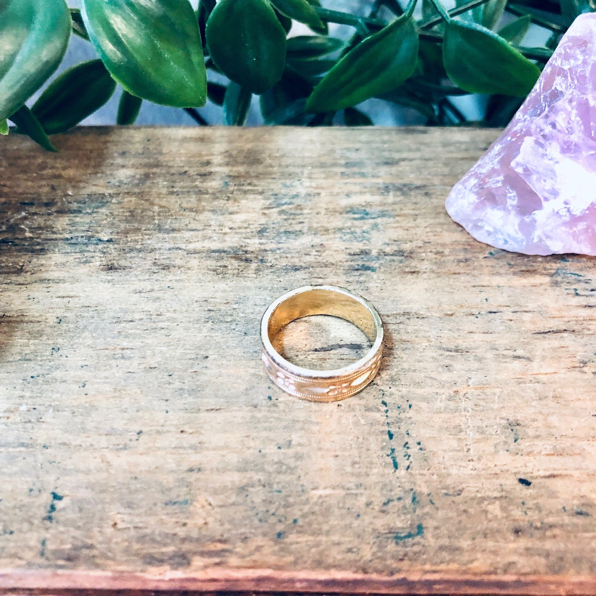 Vintage Gold Ring, Gold Toned Ring, Etched Ring, Small Ring, Band Ring, Vintage Jewelry, Valentines Day Gift, Promise Ring, Wedding Band,