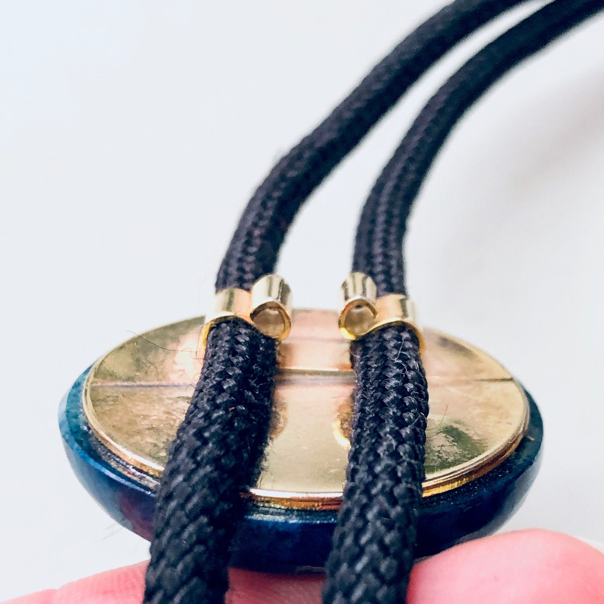Vintage Bolo Tie, Vintage Jewelry, Bolo Tie, Rope Tie, Blue Stone, Adjustable Tie, Gold Accents, Unique Jewelry, Valentines Day Gift, Blue