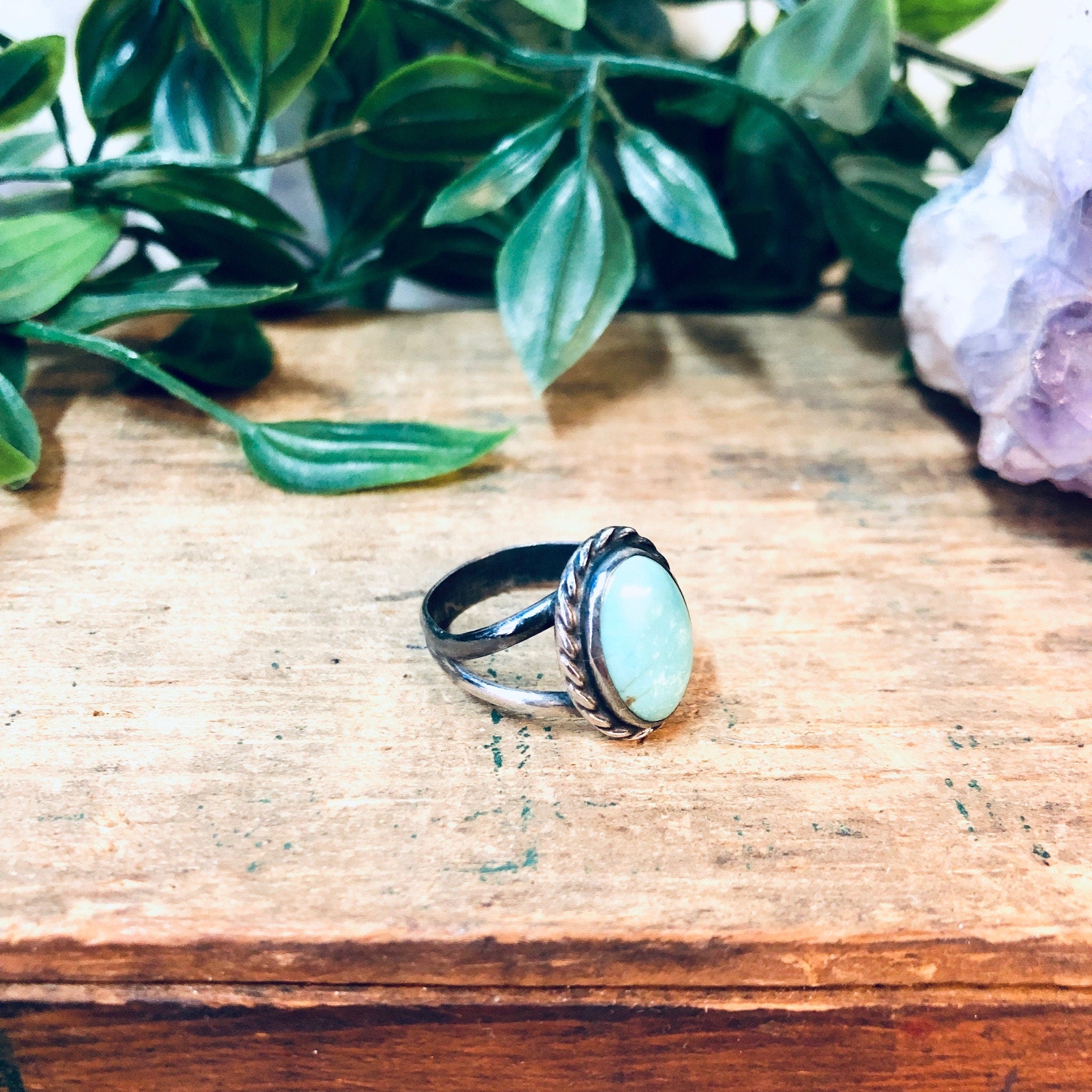 Vintage Silver Ring, Turquoise Ring, Bohemian Jewelry, Boho Style, Simple Ring, Valentines Day Gift, Blue and Silver, Southwestern Ring, 925