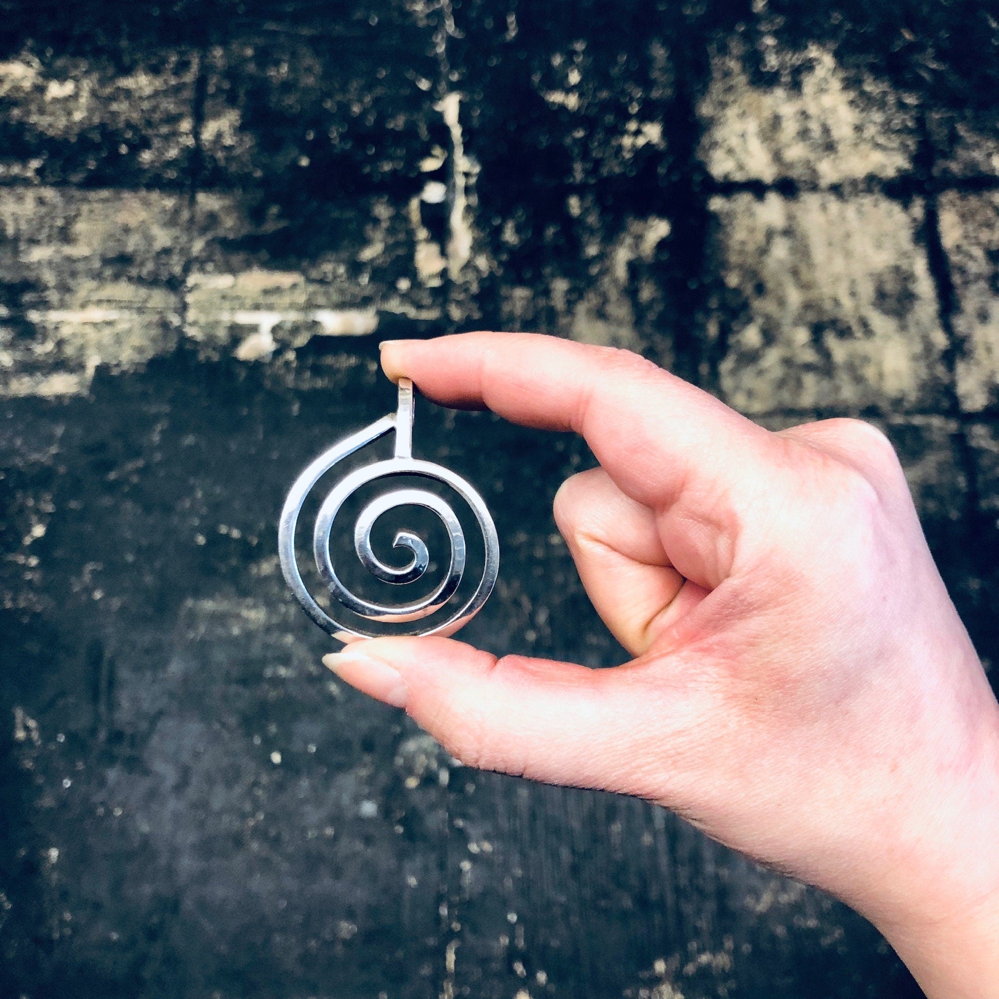 Vintage Silver Pendant, Swirl Pendant, Vintage Necklace, Large Pendant, Swirl Design, Unique Jewelry, Circle Pendant, Valentines Day Gift