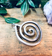 Vintage Silver Pendant, Swirl Pendant, Vintage Necklace, Large Pendant, Swirl Design, Unique Jewelry, Circle Pendant, Valentines Day Gift