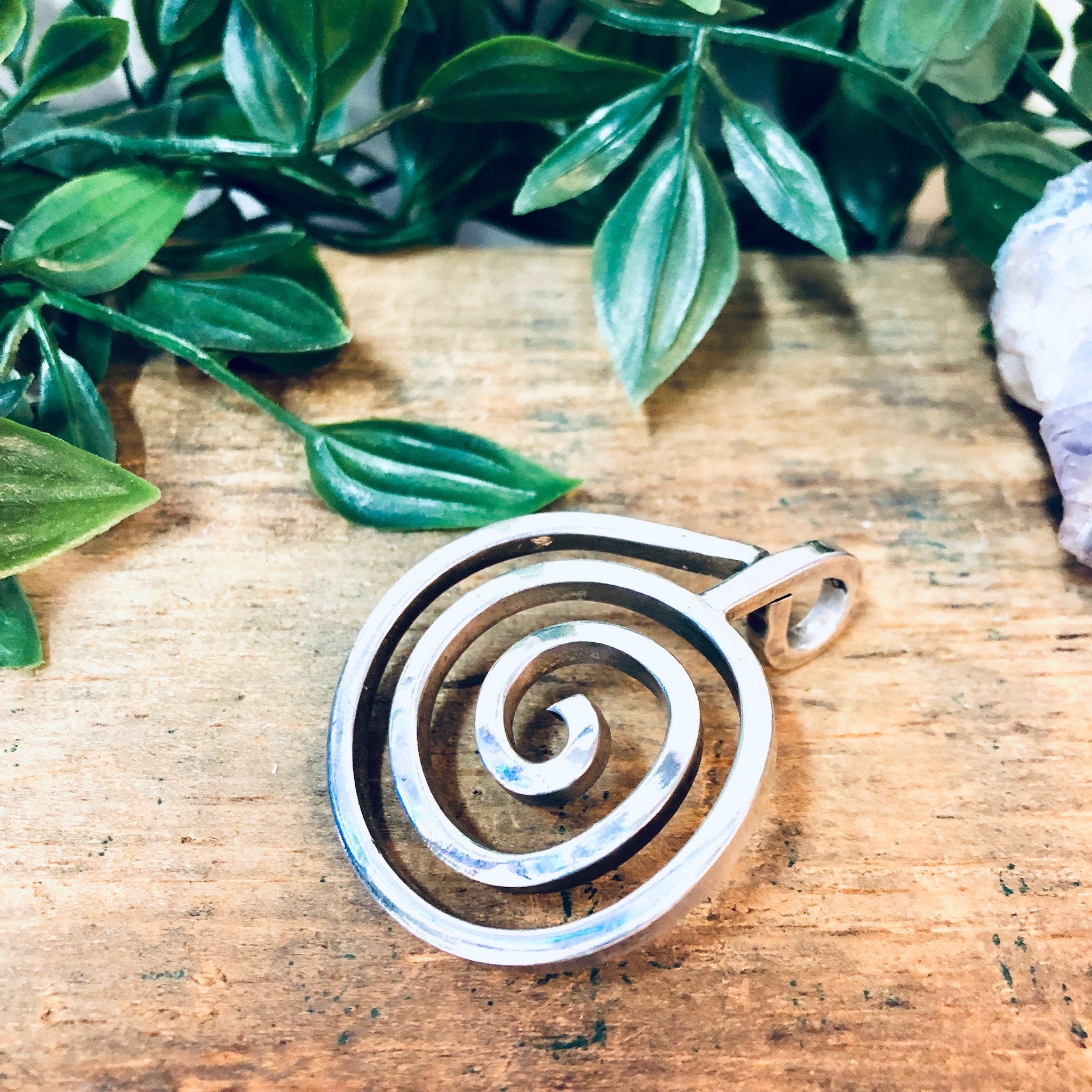 Vintage Silver Pendant, Swirl Pendant, Vintage Necklace, Large Pendant, Swirl Design, Unique Jewelry, Circle Pendant, Valentines Day Gift
