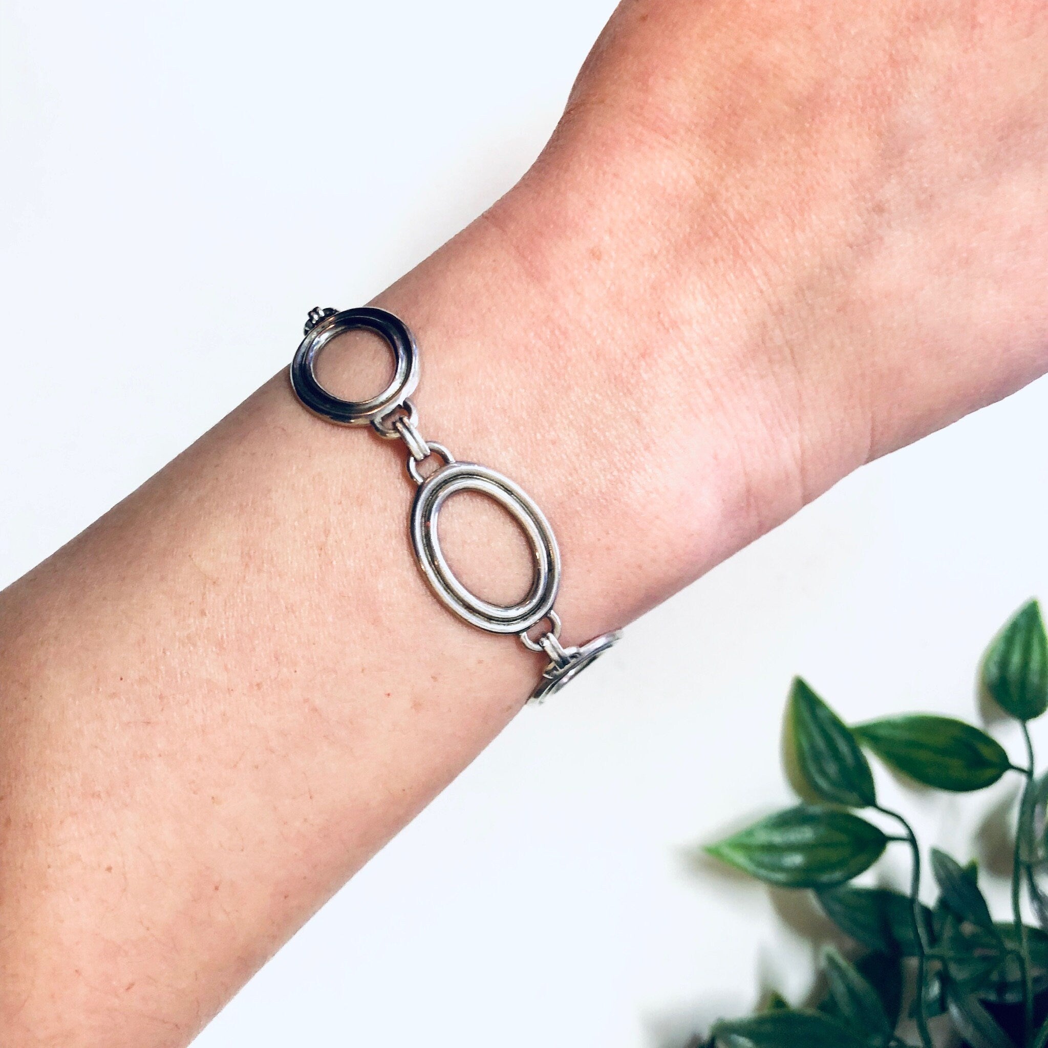 Vintage Silver Bracelet, Link Bracelet, Vintage Jewelry, Simple Bracelet, Valentines Day Gift, Geometric Jewelry, 925, Silver Bracelet, 925