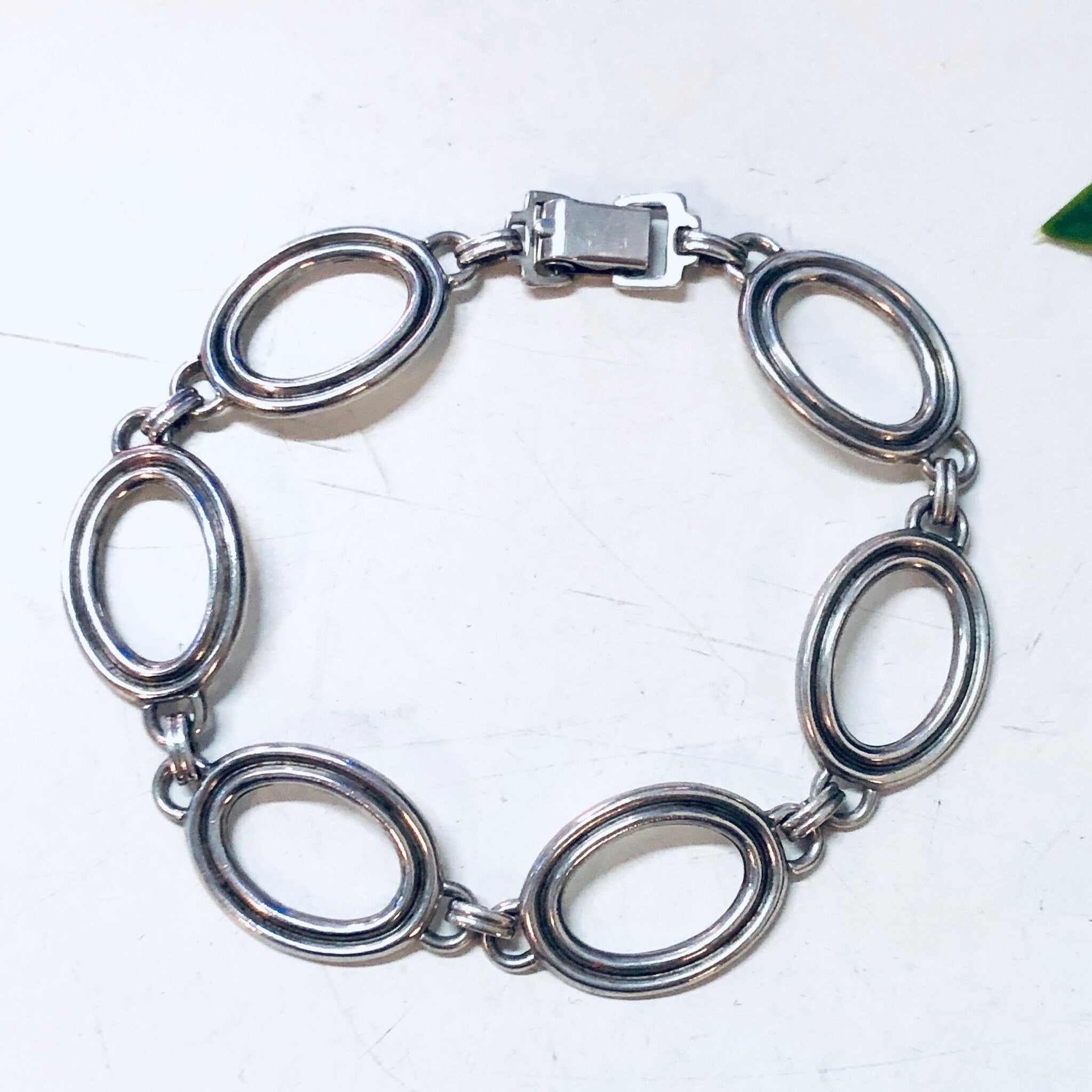 Vintage Silver Bracelet, Link Bracelet, Vintage Jewelry, Simple Bracelet, Valentines Day Gift, Geometric Jewelry, 925, Silver Bracelet, 925