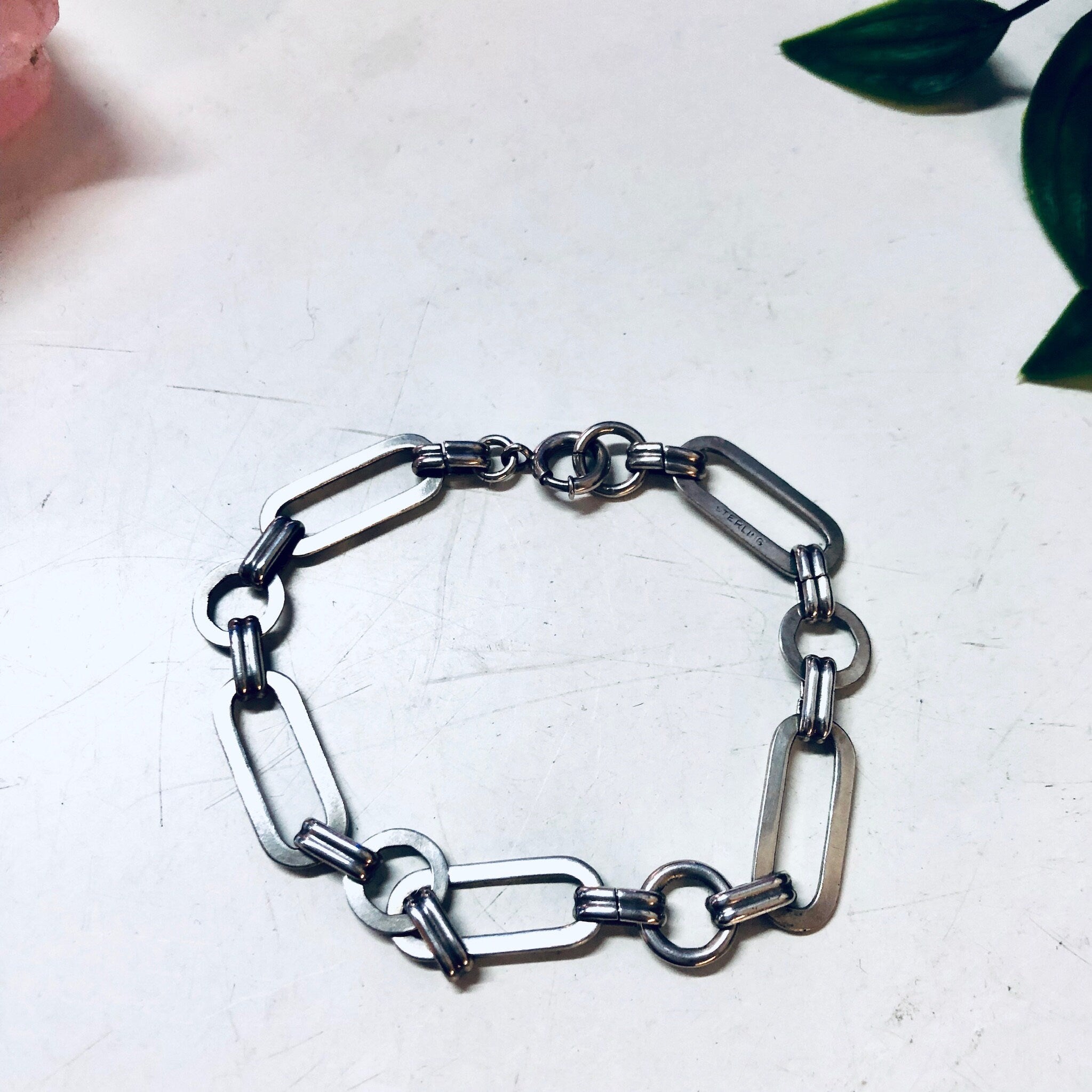 Vintage Silver Bracelet, Link Bracelet, Chain Bracelet, Simple Jewelry, Vintage Jewelry, Geometric Design, Elegant Bracelet, Valentines Day