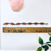 Vintage Amber Bracelet, Silver Bracelet, Vintage Jewelry, Amber Jewelry, Link Bracelet, Statement Jewelry, Valentines Day Gift, Orange Stone