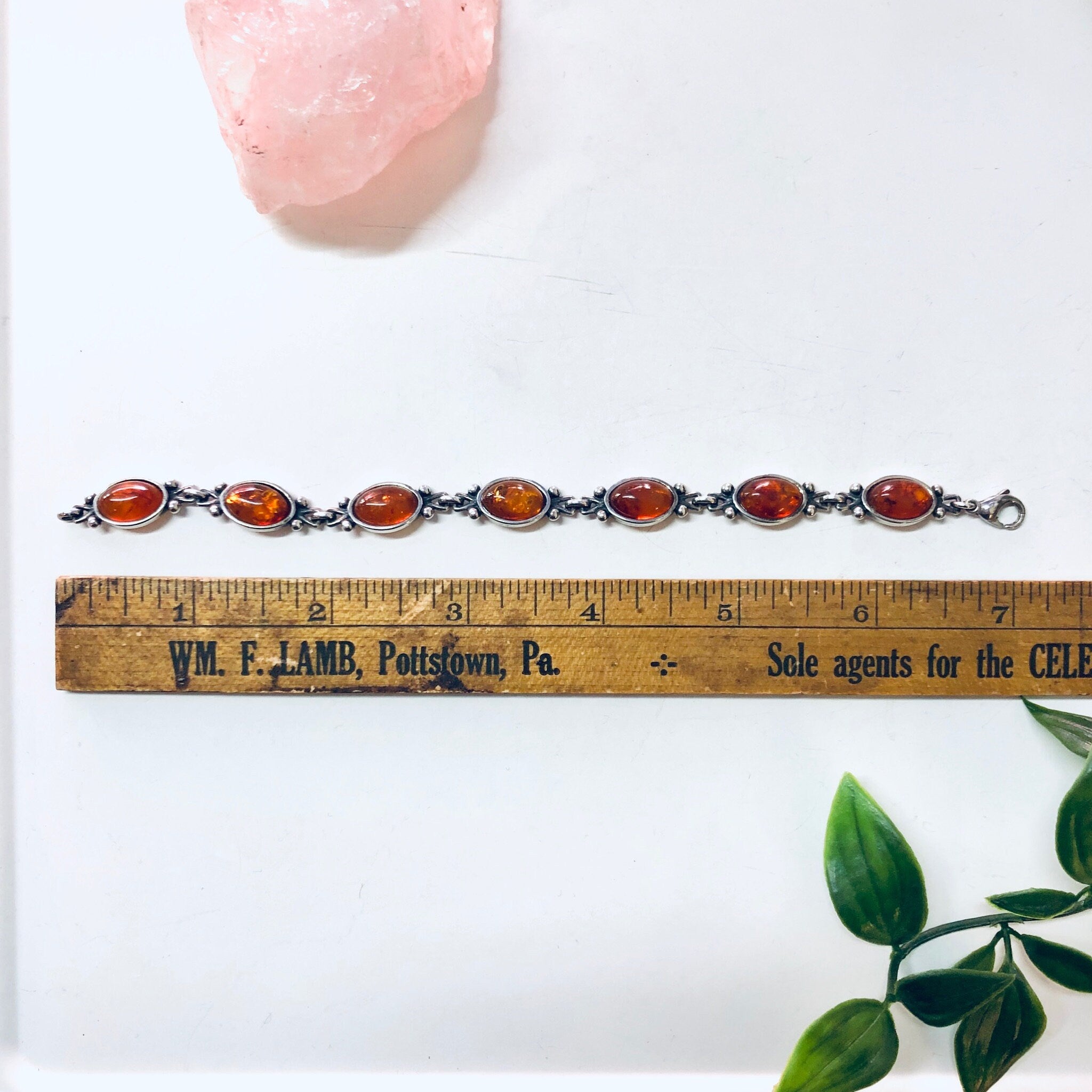 Vintage Amber Bracelet, Silver Bracelet, Vintage Jewelry, Amber Jewelry, Link Bracelet, Statement Jewelry, Valentines Day Gift, Orange Stone