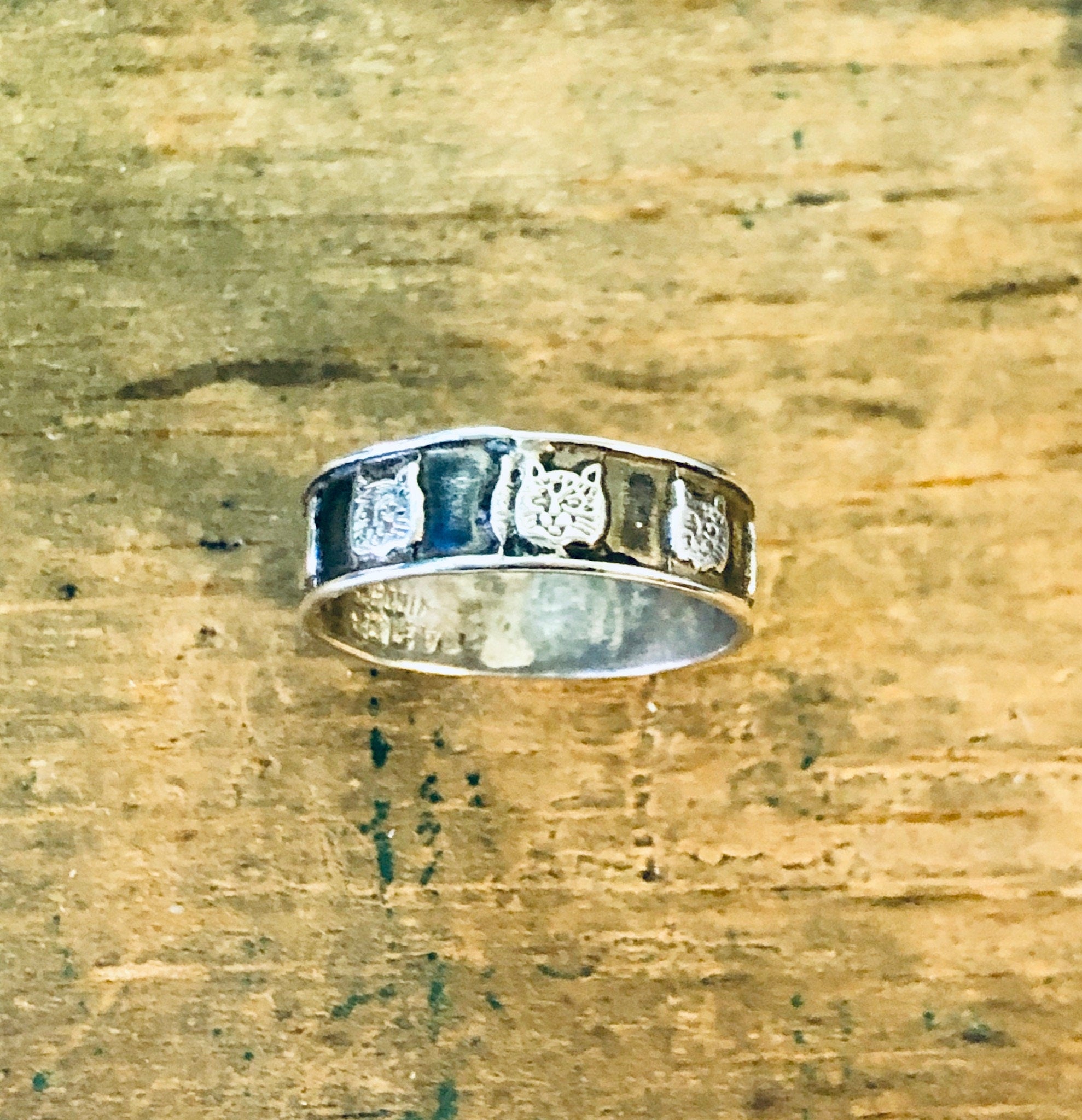 Vintage Silver Ring, Cat Ring, Kitty Cat Ring, Animal Jewelry, Unique Ring, Small Ring, Band Ring, Vintage Jewelry, Valentines Day Gift, 925