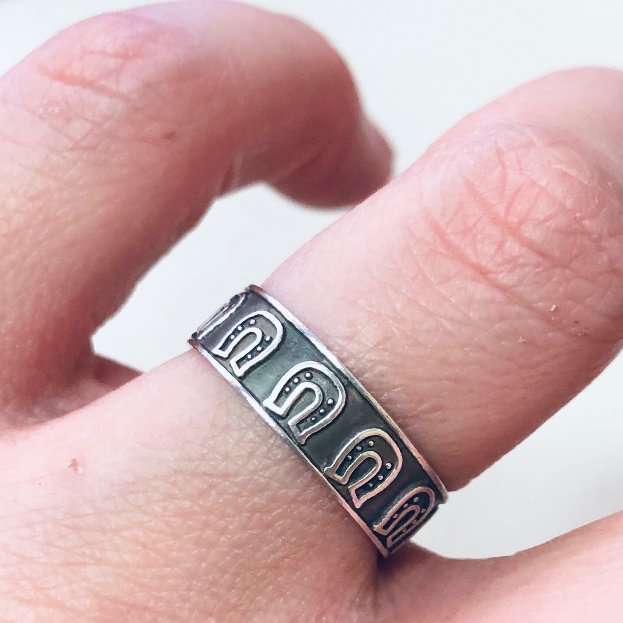 Vintage Silver Ring, Horseshoe Ring, Lucky Ring, Lucky Jewelry, Vintage Jewelry, Band Ring, Thin Band, Valentines Day Gift, Good Luck Ring