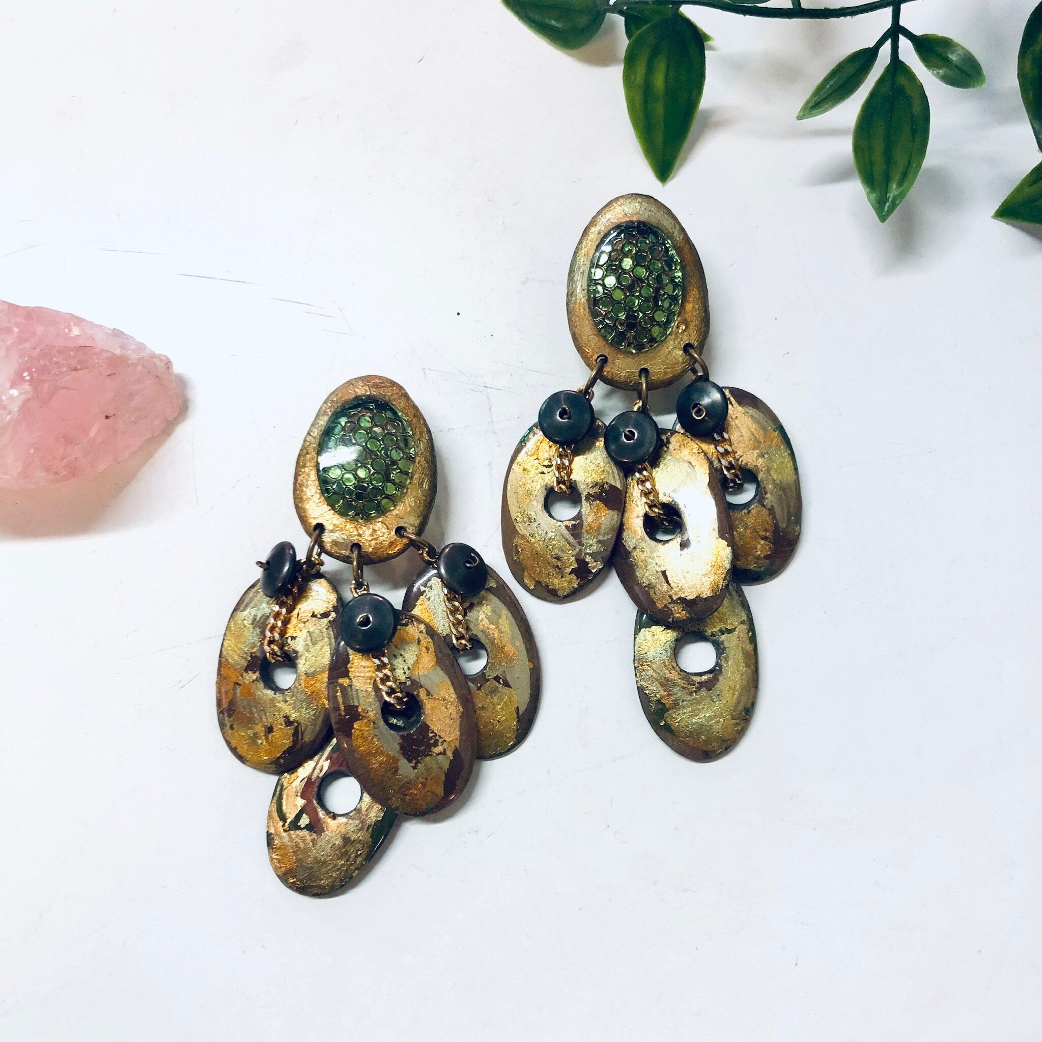 Vintage Earrings, Clip On Earrings, Statement Jewelry, Large Earrings, Fashion Jewelry, Dangle Earrings, Wooden Earrings, Glitter, Sparkle