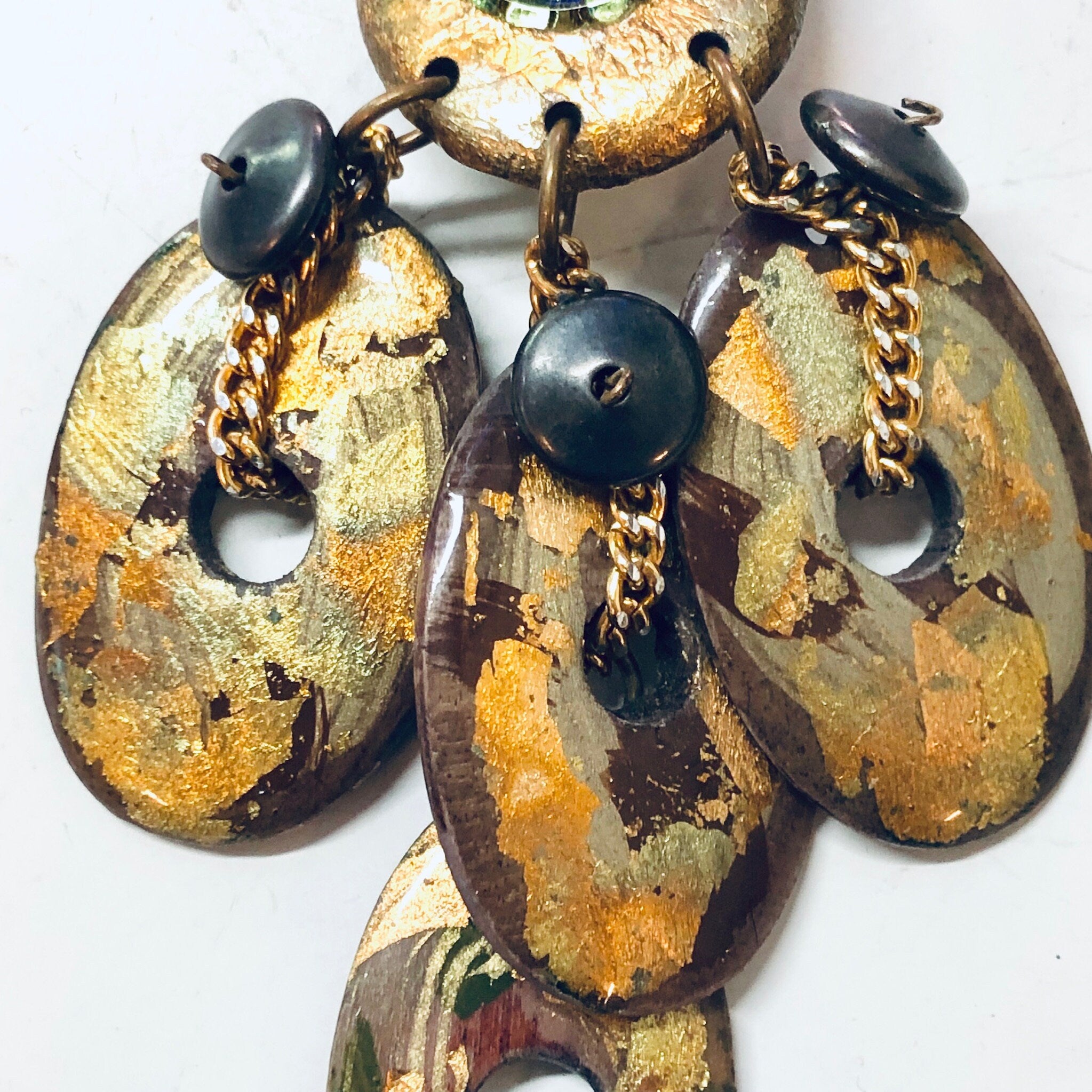 Vintage Earrings, Clip On Earrings, Statement Jewelry, Large Earrings, Fashion Jewelry, Dangle Earrings, Wooden Earrings, Glitter, Sparkle