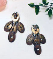 Vintage Earrings, Clip On Earrings, Statement Jewelry, Large Earrings, Fashion Jewelry, Dangle Earrings, Wooden Earrings, Glitter, Sparkle