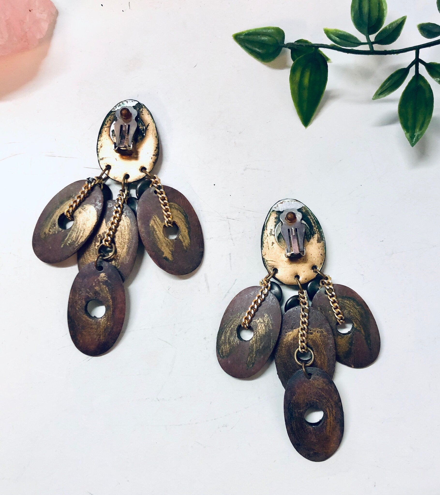 Vintage Earrings, Clip On Earrings, Statement Jewelry, Large Earrings, Fashion Jewelry, Dangle Earrings, Wooden Earrings, Glitter, Sparkle