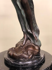 Antique Art Nouveau Bronze Figure Of Woman Statue Signed E. Rossi