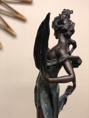 Antique Art Nouveau Bronze Figure Of Woman Statue Signed E. Rossi