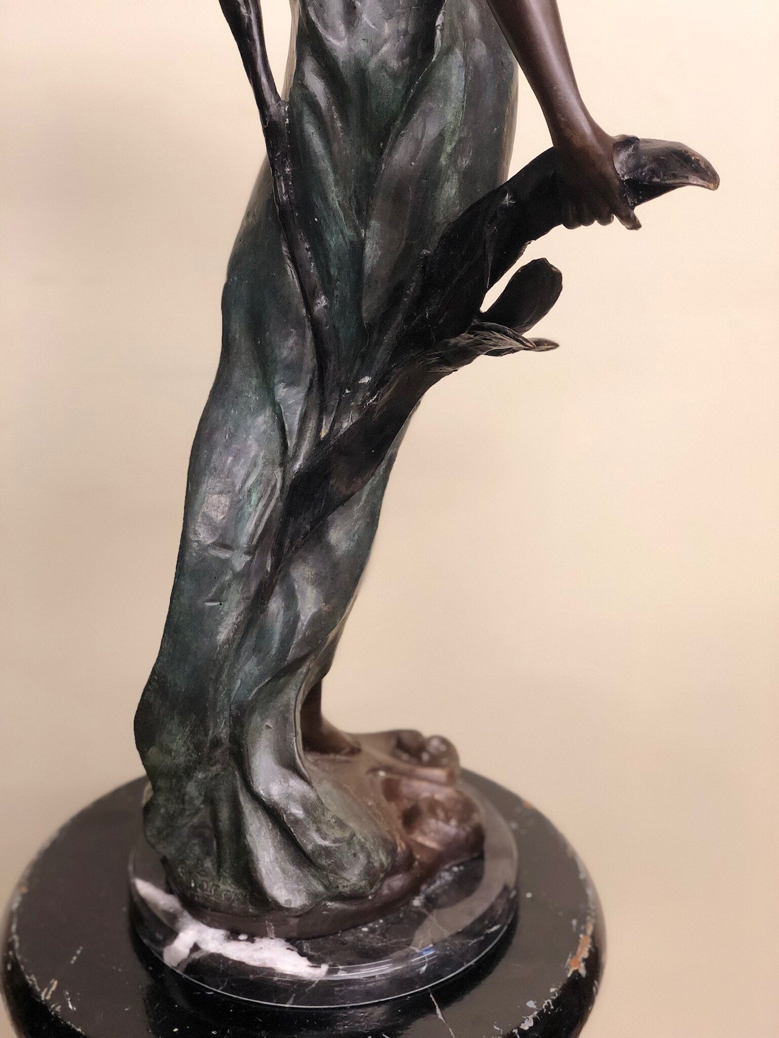 Antique Art Nouveau Bronze Figure Of Woman Statue Signed E. Rossi