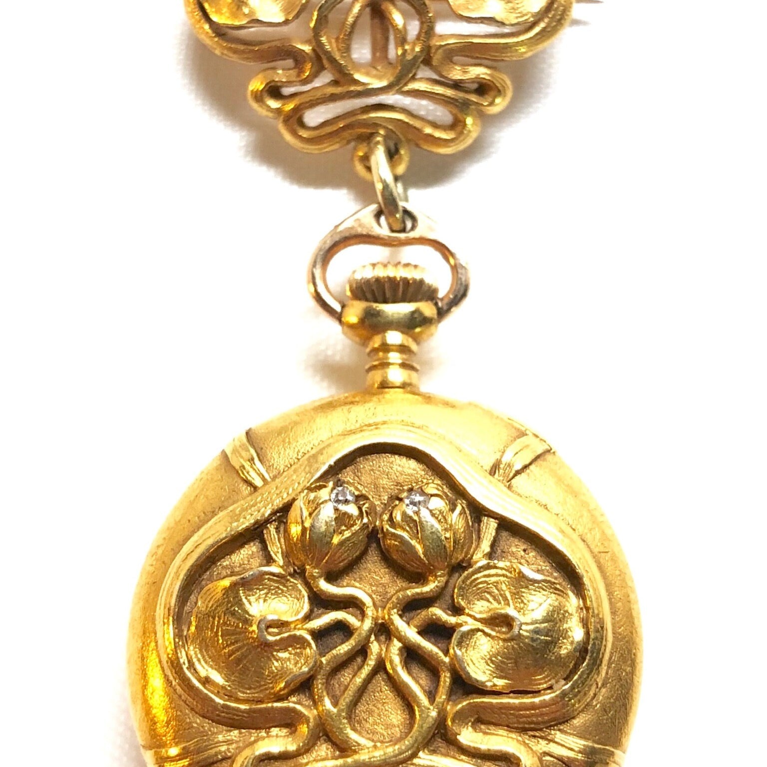 Rare Marcus And Co. 14k Gold Diamond Lapel Watch Art Nouveau, 14 Karat Gold, 14K Gold Watch, Vintage Watch, Lapel Watch, Watch Brooch, Gold